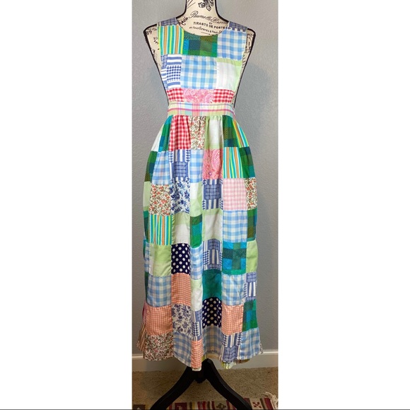 Vintage Dresses & Skirts - Vintage 70’s Pinafore Reversible Patchwork Apron, ONE SIZE